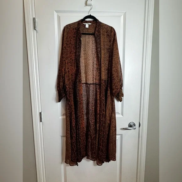 H&M Animal Print Sheer Midi Dress / Duster – Size 8 - Picture 4 of 9